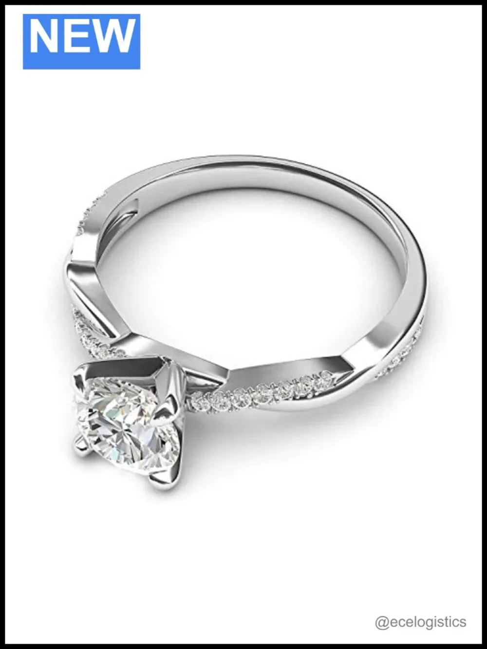 10k White Gold Twisted Vine Engagement Ring Genuine Moissanite 1CT Promise Ring
